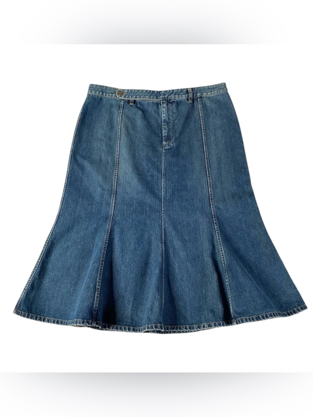 Ralph Lauren Blue Y2K Denim A-Line Panel Skirt Size 12